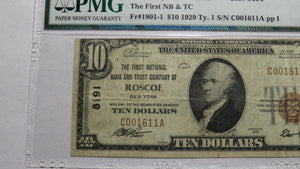 $10 1929 Roscoe New York NY National Currency Bank Note Bill Ch. #8191 VF PMG