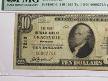 Load image into Gallery viewer, $10 1929 Graceville Minnesota MN National Currency Bank Note Bill #7213 F15 PMG