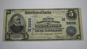 $5 1902 Saint Peter Illinois IL National Currency Bank Note Bill Ch #9896 VF+ St