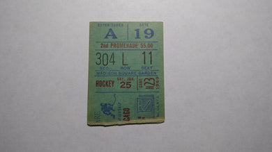 January 25, 1969 New York Rangers Vs. Chicago Blackhawks Hockey Ticket Stub!