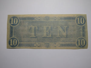 $10 1864 Richmond Virginia VA Confederate Currency Bank Note Bill RARE T68 VF+