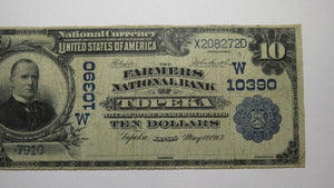 $10 1902 Topeka Kansas KS National Currency Bank Note Bill Charter #10390 FINE