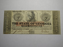 Load image into Gallery viewer, $5 1862 Milledgeville Georgia Obsolete Currency Bank Note Bill! State of GA AU+