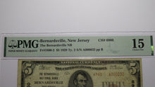 Load image into Gallery viewer, $5 1929 Bernardsville New Jersey National Currency Bank Note Bill Ch #6960 F15