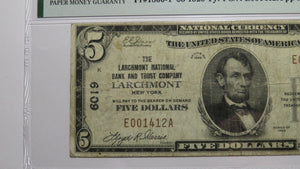 $5 1929 Larchmont New York NY National Currency Bank Note Bill Ch #6019 VF20 PMG