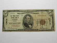 Load image into Gallery viewer, $5 1929 Colby Kansas KS National Currency Bank Note Bill Charter #13076 RARE