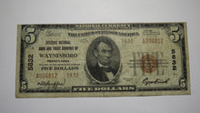 Load image into Gallery viewer, $5 1929 Waynesboro Pennsylvania PA National Currency Bank Note Bill Ch. #5832