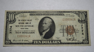 $10 1929 South Otselic New York NY National Currency Bank Note Bill #7774 VF!