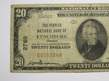 Load image into Gallery viewer, $20 1929 Lynchburg Virginia VA National Currency Bank Note Bill Ch. #2760 FINE