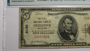 $5 1929 Frederick Oklahoma OK National Currency Bank Note Bill Ch. #8140 F15 PMG