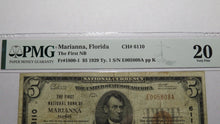 Load image into Gallery viewer, $5 1929 Marianna Florida FL National Currency Bank Note Bill Ch #6110 VF20 PMG