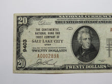 Load image into Gallery viewer, $20 1929 Salt Lake City Utah UT National Currency Bank Note Bill Ch. #9403 VF