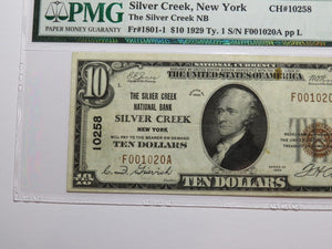 $10 1929 Silver Creek New York National Currency Bank Note Bill #10258 VF35 PMG