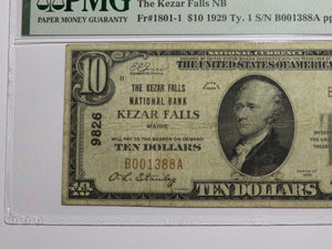 $10 1929 Kezar Falls Maine National Currency Bank Note Bill Ch. #9826 VF20 PMG