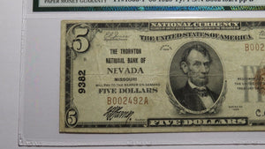 $5 1929 Nevada Missouri MO National Currency Bank Note Bill Ch. #9382 VF25 PMG