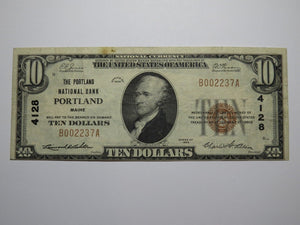 $10 1929 Portland Maine ME National Currency Bank Note Bill Charter #4128 VF