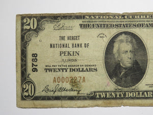 $20 1929 Pekin Illinois IL National Currency Bank Note Bill Charter #9788 RARE