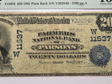 Load image into Gallery viewer, $20 1902 Parsons Kansas KS National Currency Bank Note Bill Ch. #11537 F15 PMG