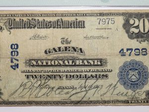 $20 1902 Galena Kansas KS National Currency Bank Note Bill Charter #4798 PMG F15