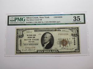 $10 1929 Silver Creek New York National Currency Bank Note Bill #10258 VF35 PMG