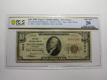 Load image into Gallery viewer, $10 1929 South Amboy New Jersey National Currency Bank Note Bill #3878 VF20 PCGS