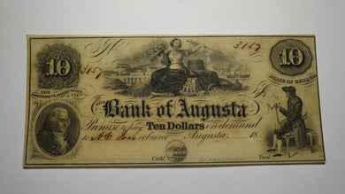 $10 18__ Augusta Georgia GA Obsolete Currency Bank Note Bill Bank of Augusta AU+