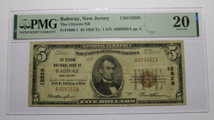 $5 1929 Rahway New Jersey NJ National Currency Bank Note Bill Ch #12828 VF20 PMG