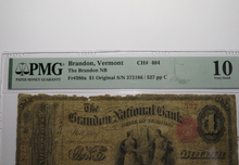 Load image into Gallery viewer, $1 1865 Brandon Vermont National Currency Bank Note Bill 404 Original Series Ace