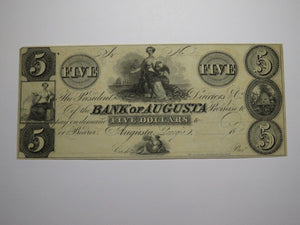 $5 18__ Augusta Georgia Obsolete Currency Note Bill Remainder Bank of Augusta