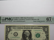 Load image into Gallery viewer, $1 2017 Radar Serial Number Federal Reserve Currency Bank Note Bill PMG UNC67EPQ