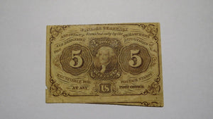 1863 $.05 First Issue Fractional Currency Obsolete Bank Note Bill! 1st Iss. FINE