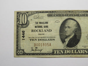 $10 1929 Rockland Maine ME National Currency Bank Note Bill Ch. #1446 FINE+