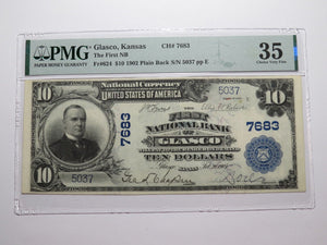 $10 1902 Glasco Kansas KS National Currency Bank Note Bill Ch. #7683 PMG VF35