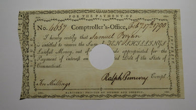 1790 10 Shillings Connecticut Comptrollers Office Colonial Currency Note Pomeroy