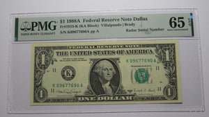 2 $1 1985 & 1988 Matching Radar Serial Numbers Federal Reserve Bank Note Bills