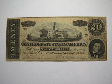 $20 1864 Richmond Virginia Confederate Currency Bank Note Bill RARE T67 VF