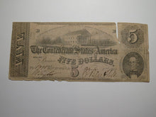 Load image into Gallery viewer, $5 1862 Richmond Virginia VA Confederate Currency Bank Note Bill RARE T53