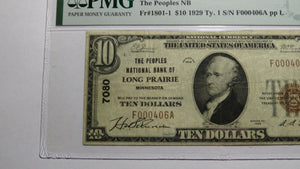 $10 1929 Long Prairie Minnesota MN National Currency Bank Note Bill Ch 7080 VF25