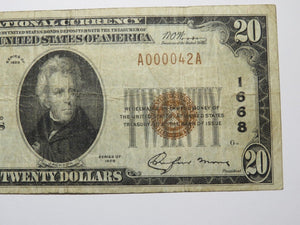 $20 1929 Boise Idaho ID National Currency Bank Note Bill Ch. #1668 Low Serial #