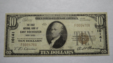 $10 1929 East Rochester New York NY National Currency Bank Note Bill Ch. #10141