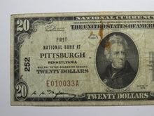 Load image into Gallery viewer, $20 1929 Pittsburgh Pennsylvania National Currency Bank Note Bill Ch. #252 FINE