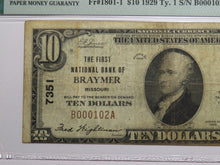 Load image into Gallery viewer, $10 1929 Braymer Missouri MO National Currency Bank Note Bill Charter #7351 VF20