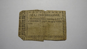 1761 Ten Shillings North Carolina NC Colonial Currency Note Bill! RARE 10s!