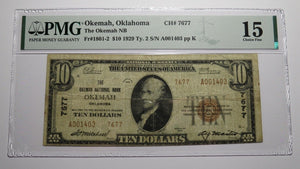 $10 1929 Okemah Oklahoma OK National Currency Bank Note Bill Ch. #7677 F15 PMG