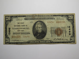 $20 1929 Narrowsburg New York National Currency Bank Note Bill Ch. #12496 FINE