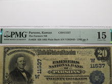 Load image into Gallery viewer, $20 1902 Parsons Kansas KS National Currency Bank Note Bill Ch. #11537 F15 PMG