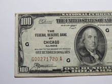 Load image into Gallery viewer, $100 1929 Chicago Illinois National Currency Federal Reserve Bank Note Bill VF++