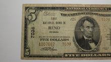 Load image into Gallery viewer, $5 1929 Reno Nevada NV National Currency Bank Note Bill Charter #7038 RARE