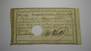 1789 5 Shillings Connecticut Comptroller Colonial Currency Note! Oliver Wolcott