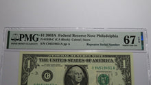 Load image into Gallery viewer, $1 2003A Repeater Serial Number Federal Reserve Currency Bank Note Bill UNC67EPQ